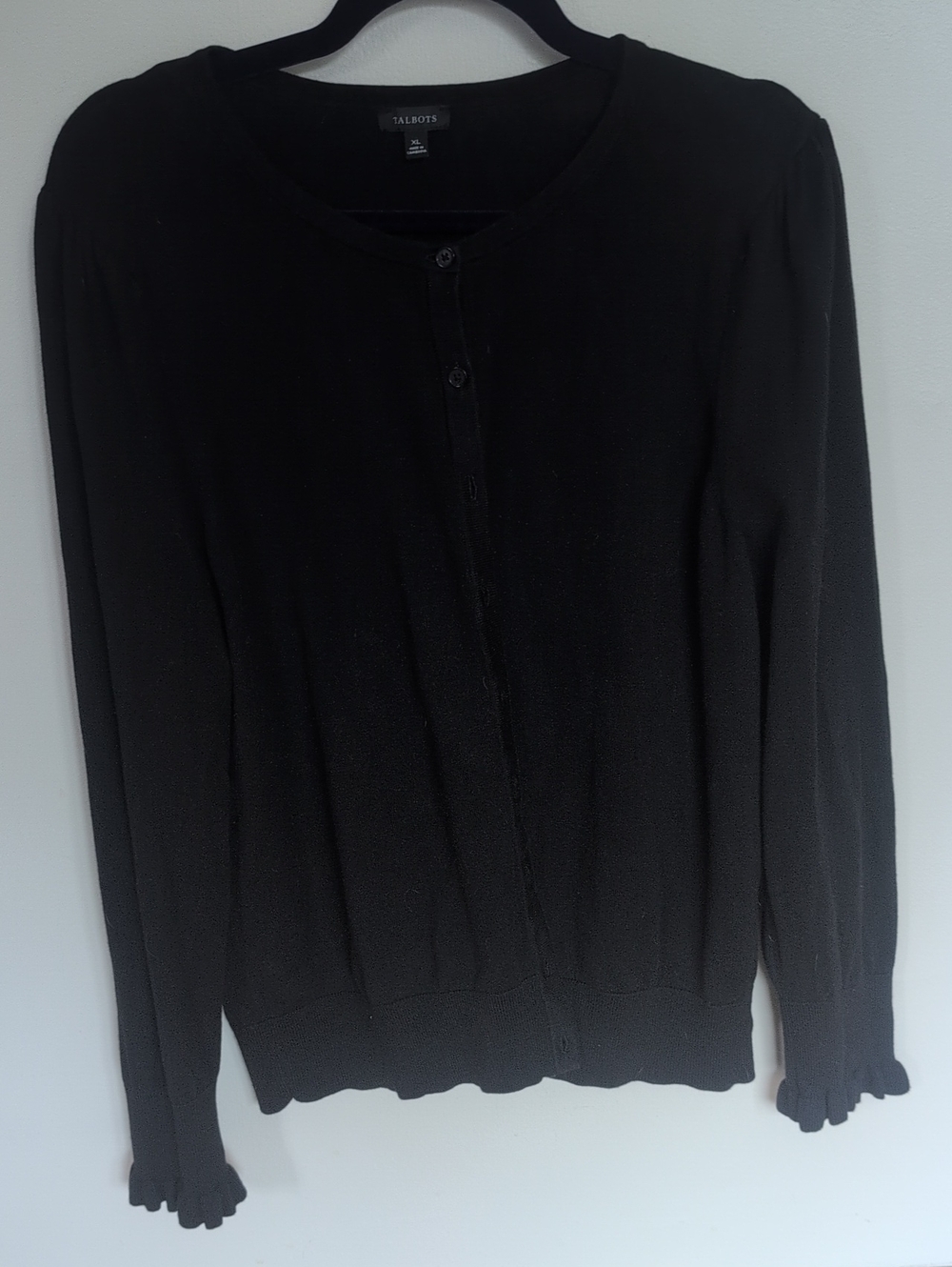 Talbots Black Button-Front Lightweight Cardigan